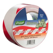Hazard Warning Tape (Sticky) - Red & White 