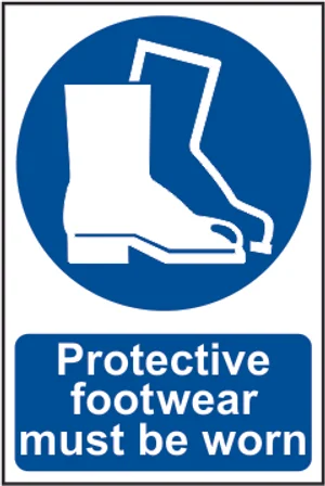 Protective footwear must be worn - PVC (200 x 300mm)