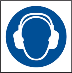 Wear ear protection symbol - RPVC (100 x 100mm)