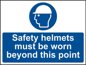 Safety helmets must be worn past this point - RPVC (600 x 450mm)