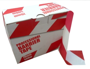 Barrier Safety Tape - Red & White (non-sticky) 500m