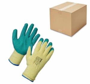 Latex Palm Coated Handler Gloves - Green - BOX (120x pairs)