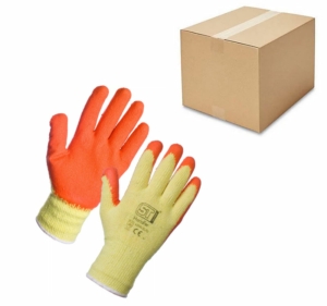 Latex Palm Coated Handler Gloves - Orange - BOX (120x pairs)