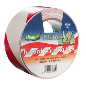 Hazard Warning Tape (Sticky) - Red & White 