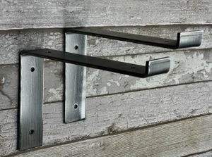 Pair of "Down Style" Scaffold Shelf Brackets Bare Finish - 9" Boards