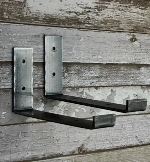 Pair of "Up Style" Scaffold Shelf Brackets Bare Finish  - 9" Boards