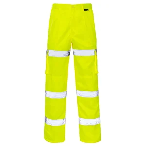 Hi Vis 3 Band Combat Trousers Yellow