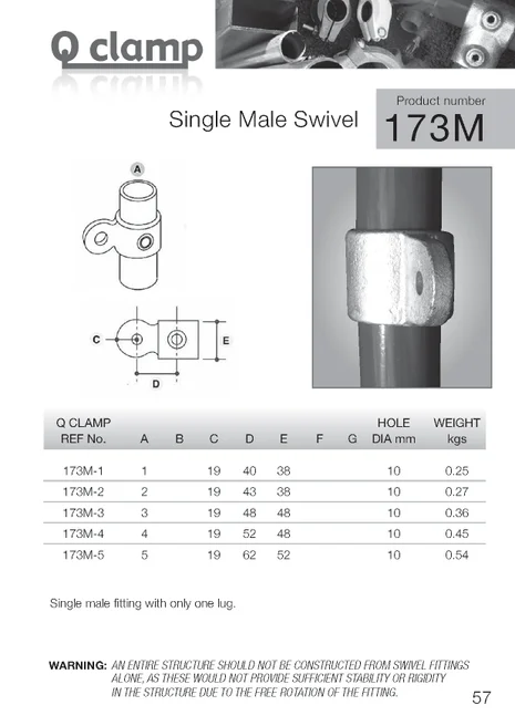 Single Male Swivel 173MD (48.3mm)