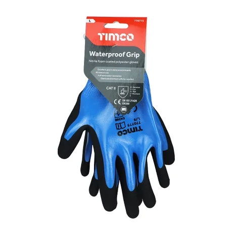 Waterproof Grip Gloves - Large Blue (Single Pair)