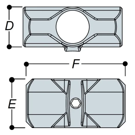 Aluminium Two Socket Cross (33.7mm) - Kee Lite (L26-6)