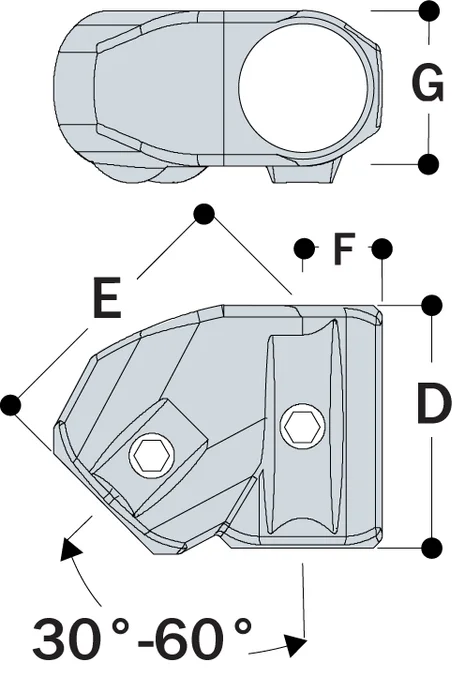 Aluminium Adjustable Tee 30-60 Degree (48.3mm) - Kee Lite (L29-8)
