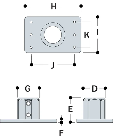 Aluminium Heavy Duty Four Hole Rectangular Flange (48.3mm) - Kee Lite (L148-94)