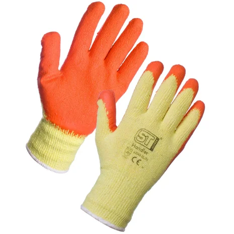 Latex Palm Coated Handler Gloves - Orange - BOX (120x pairs)