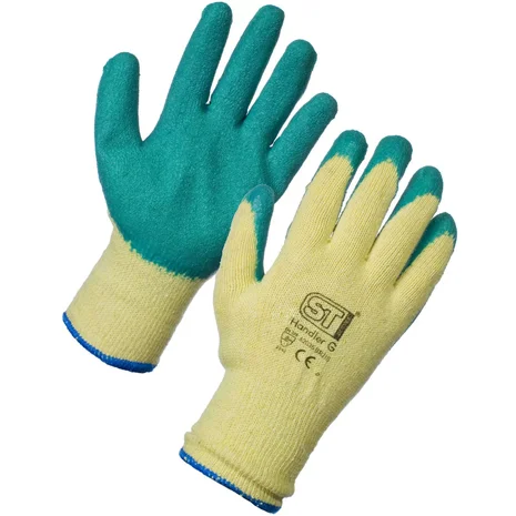 Latex Palm Coated Handler Gloves - Green - BOX (120x pairs)