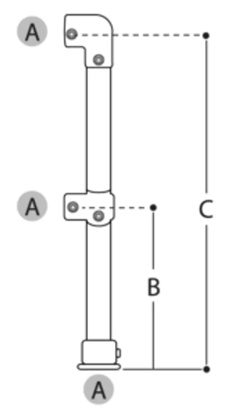 1.1m Handrail Standard End Post - 48.3mm O/D Tube