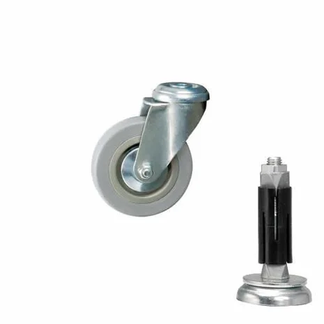 Braked Swivel Castor & Expander for 33.7mm Tube