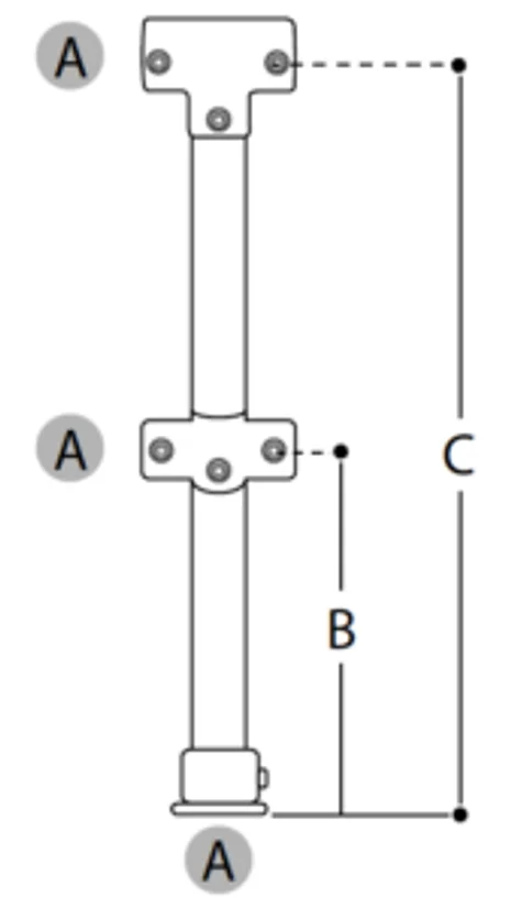 1.1m Handrail Standard Mid Post - 42.4mm O/D Tube